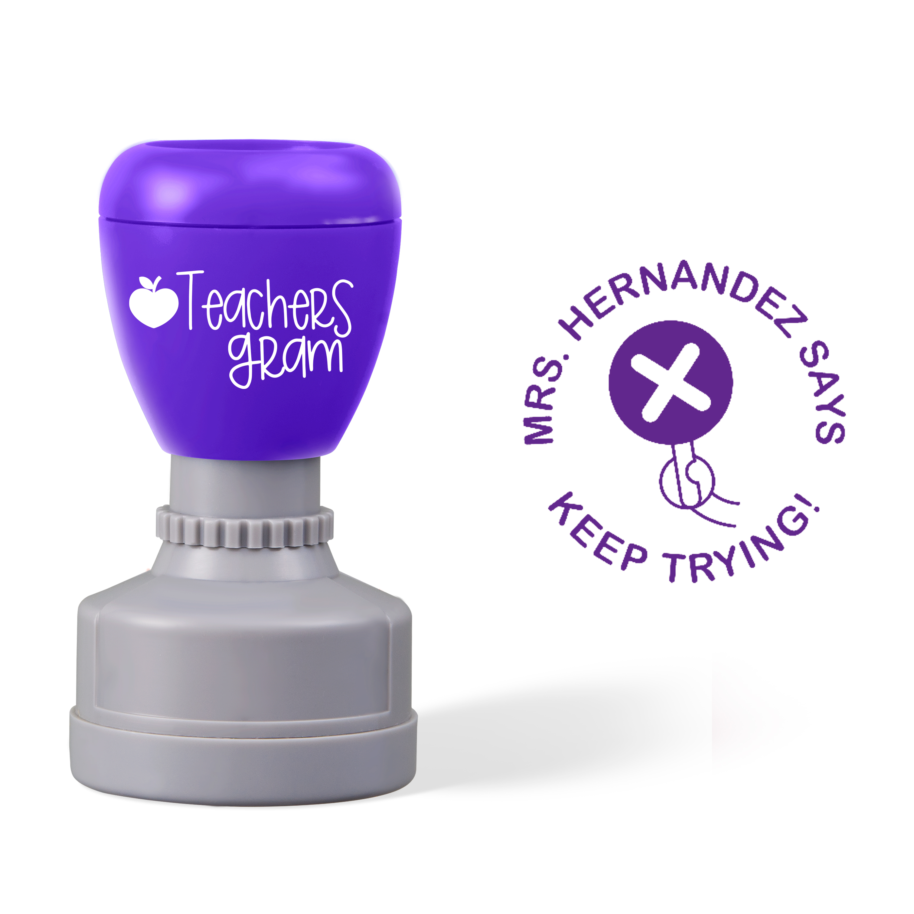 Personalized Name Keep Trying Teacher Stamp