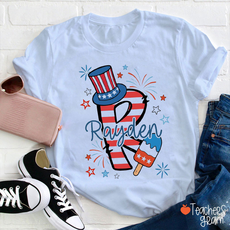 Personalized Name Happy The Fourth Of July Teacher T-Shirt