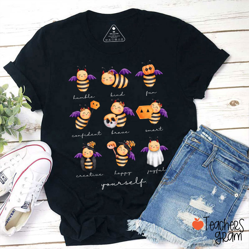 Halloween Bees Positive Affirmation Teacher T‑Shirt