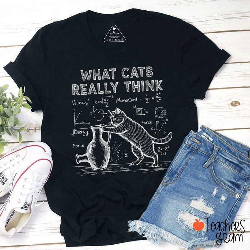 Funny Science What Cats Really Think Teacher T-Shirt