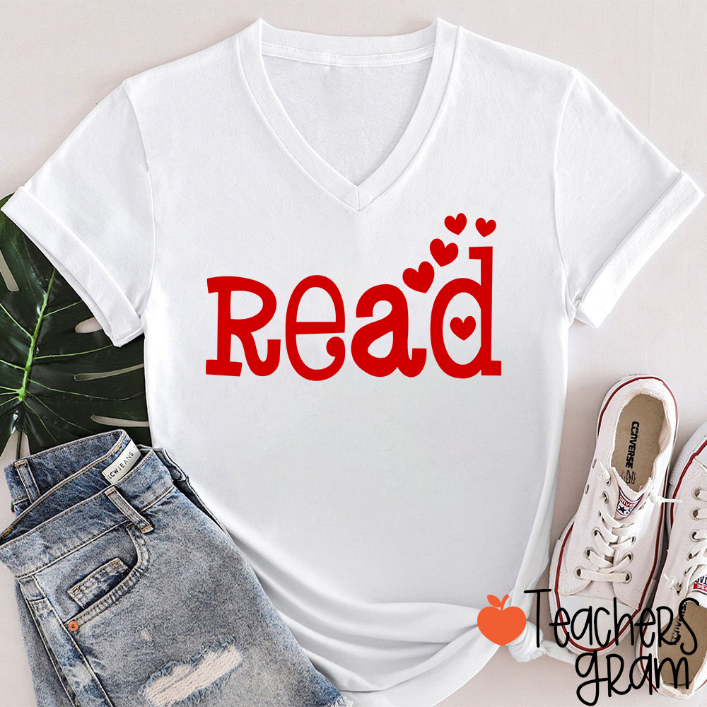 Read Teacher Female V-Neck T-Shirt