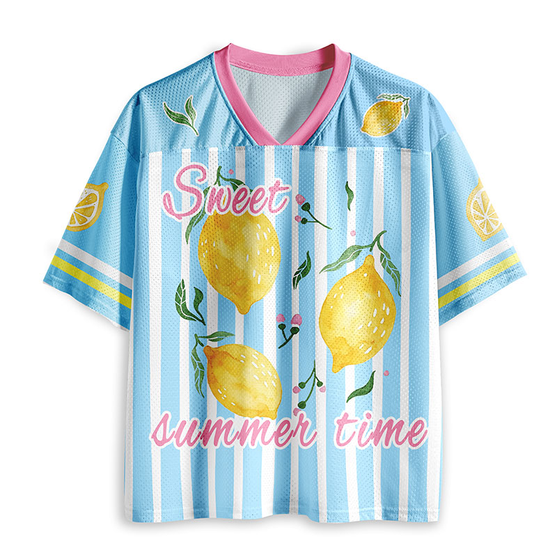 Summer Fresh Lemon And Stripe Teacher Mesh Jersey
