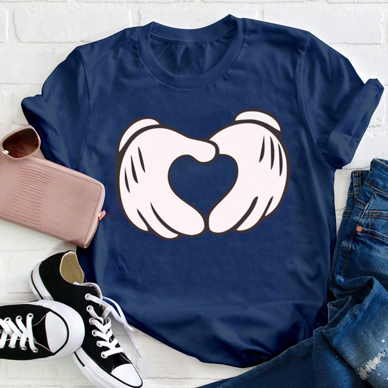 Cartoon Hands Heart Teacher T-Shirt