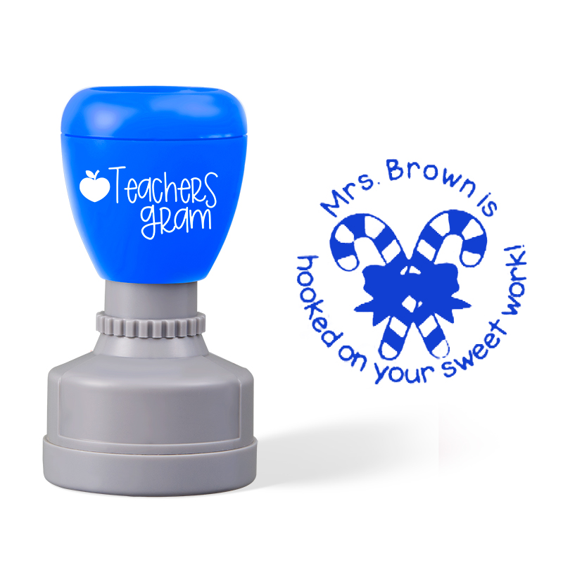 Personalized Name Hooked On Your Sweet Work Teacher Stamp