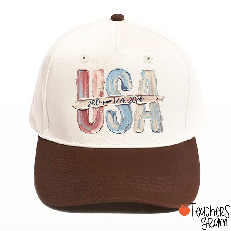Watercolor USA 250 Years Teacher Baseball Cap