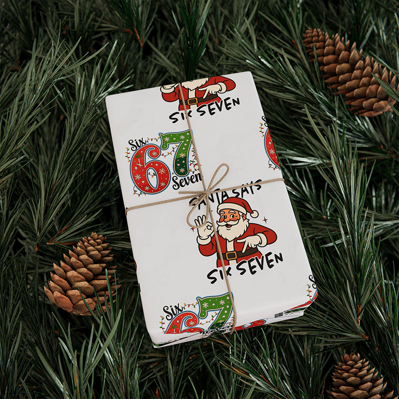 Santa Says Six Seven Funny Meme Teacher Wrapping Paper