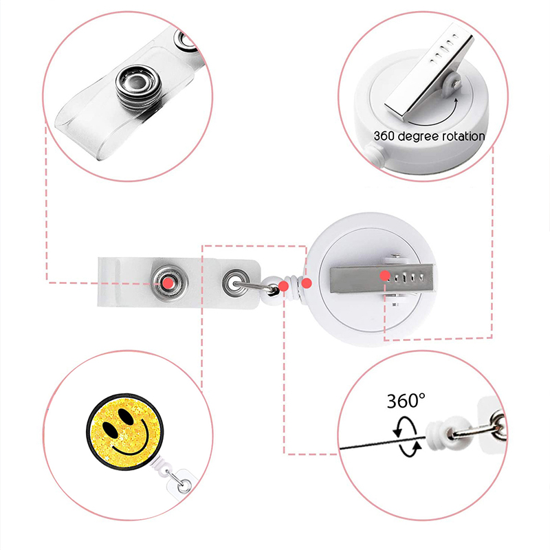Quicksand Smiley Face Teacher Badge Reel