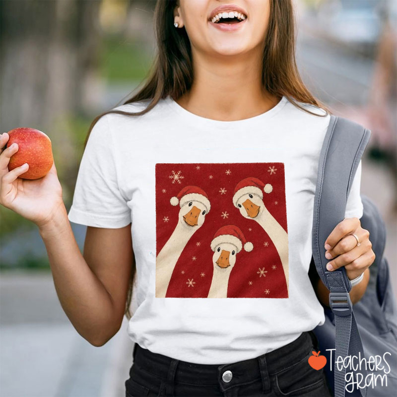 Silly Goose Christmas Trio Teacher T-Shirt
