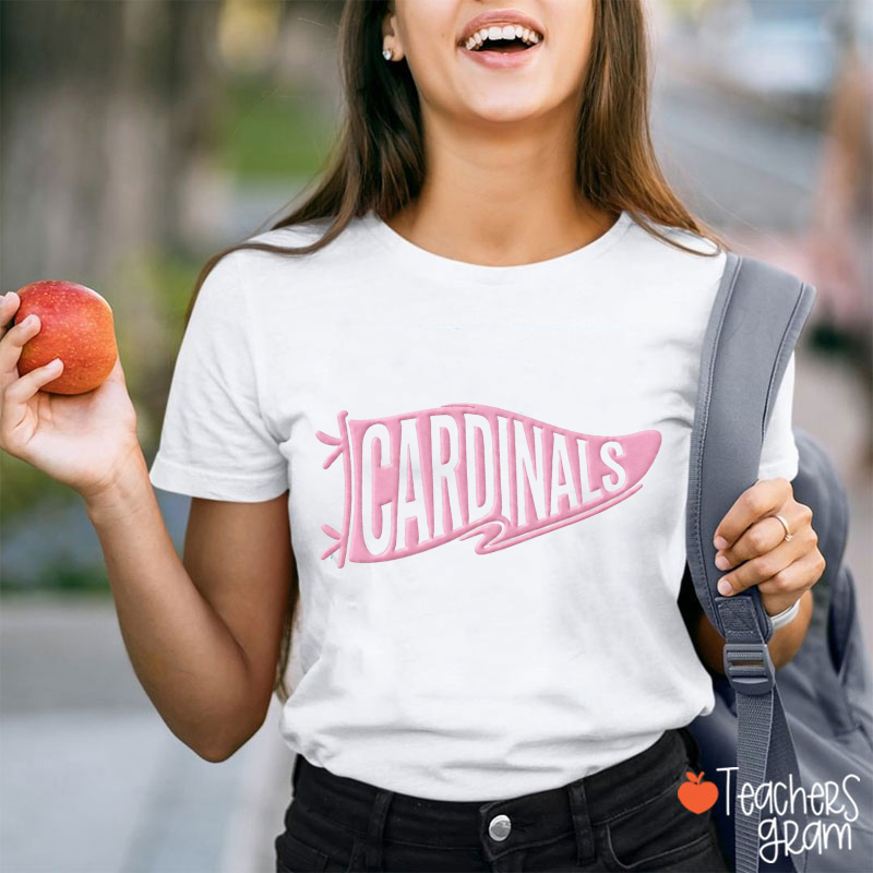 Personalized Mascot Sport Puff Printed Pennant Banner Text Teacher T‑Shirt