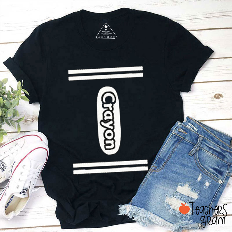 Personalized Crayon Halloween Teacher T-Shirt