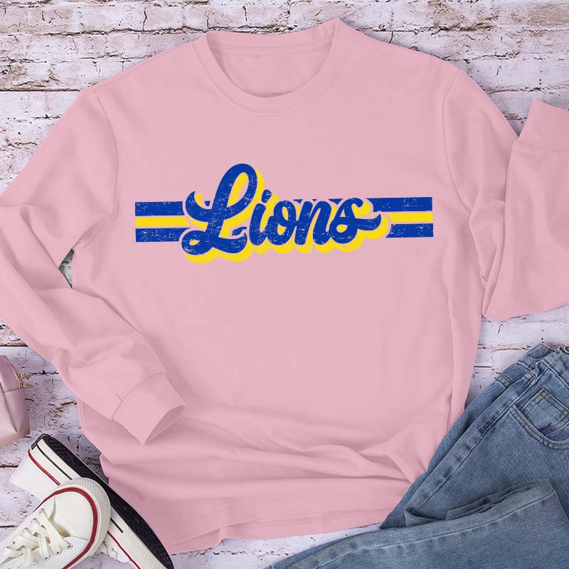 Personalized Mascot Contrast Color Line Teacher T-Shirt Teacher Long Sleeve T-Shirt