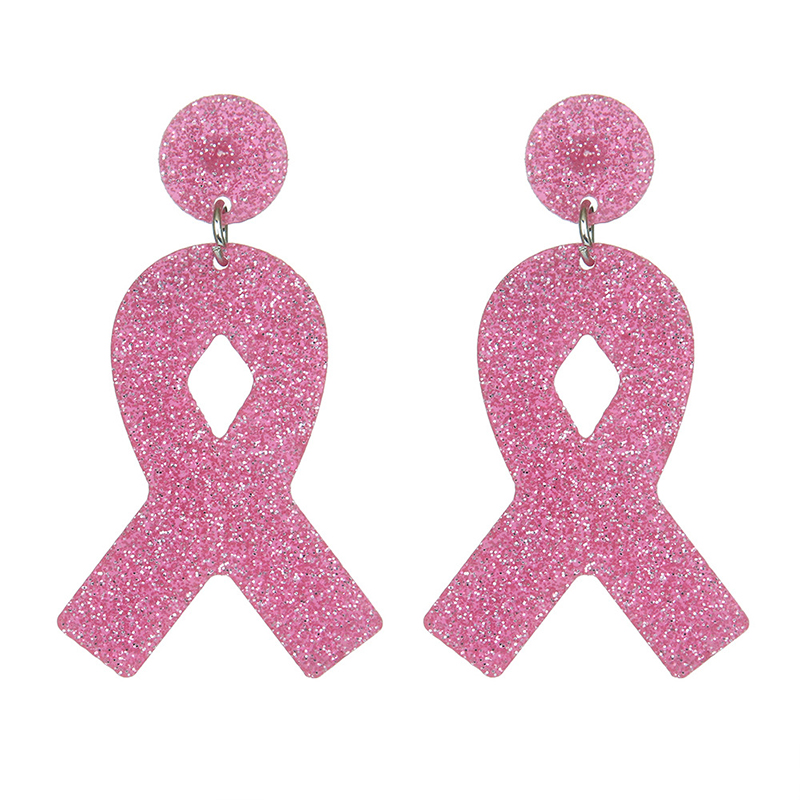 Glitter Breast Cancer Awarenes Nurse Acrylic Earrings