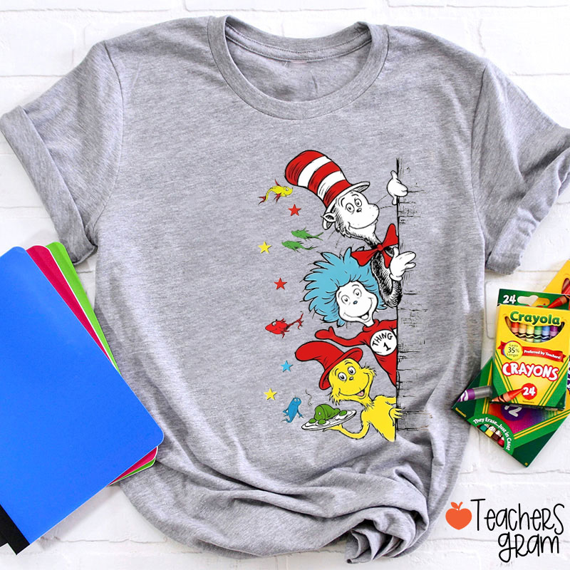 Love Reading Cartoon Friends Teacher T-Shirt