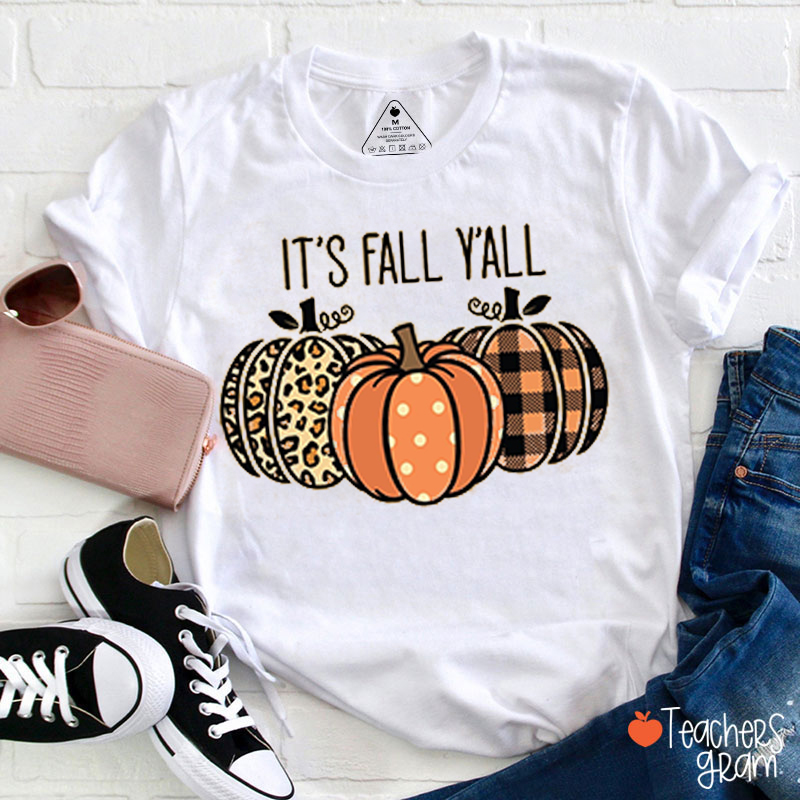 It's Fall Y'all Cute Pumpkin Teacher T-Shirt