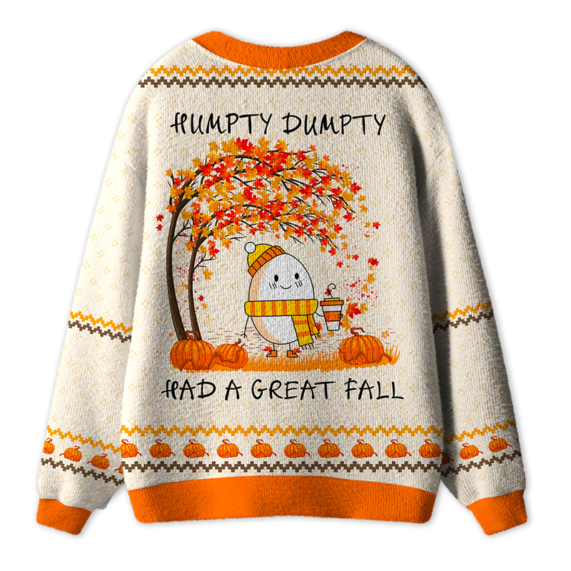 Personalized Humpty Dumpty Had A Great Fall Teacher Ugly Cardigan Sweaters
