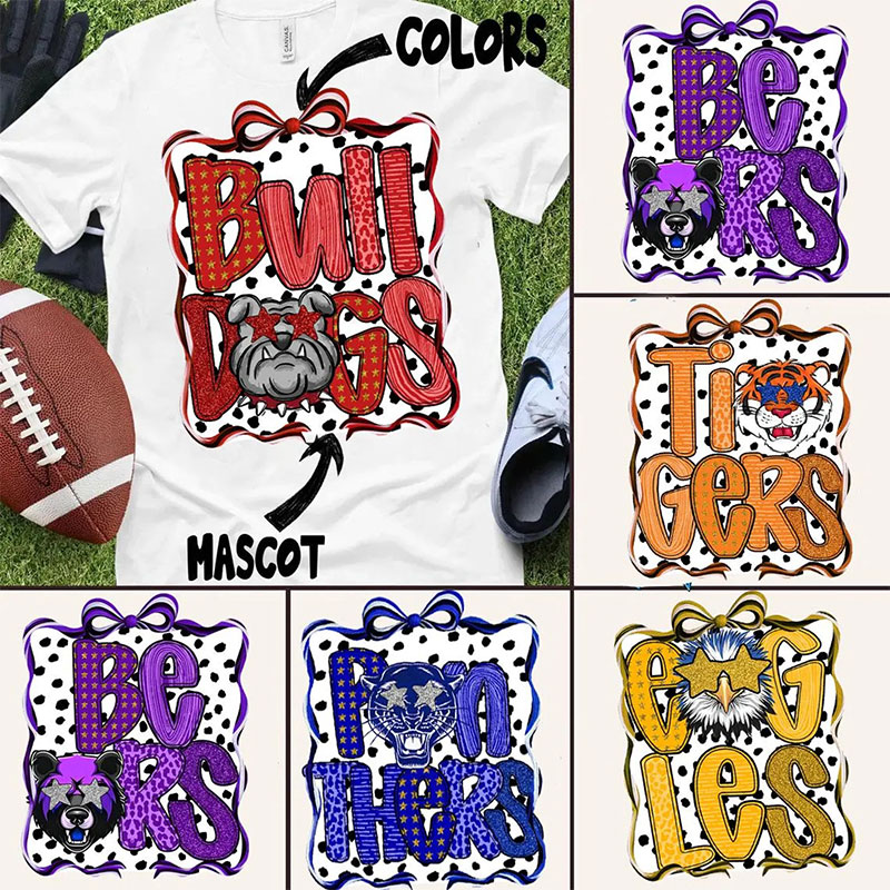 Personalized Mascot Spotted Background School Spirit Teacher T-Shirt