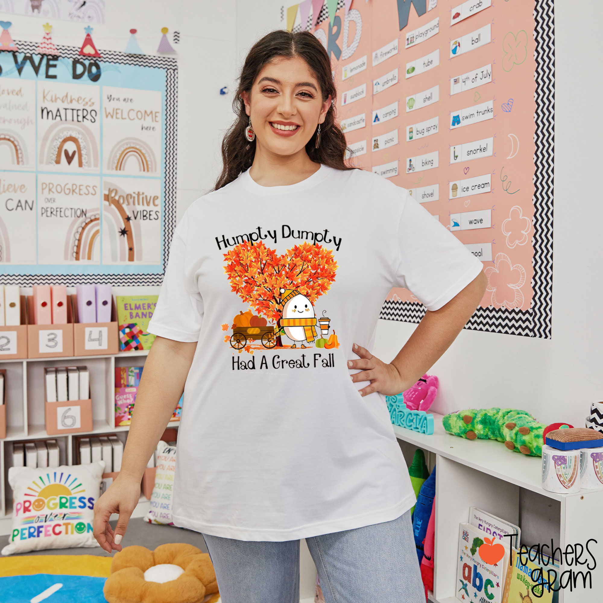 Love Maple Tree Humpty Dumpty Had A Great Fall Teacher T-Shirt