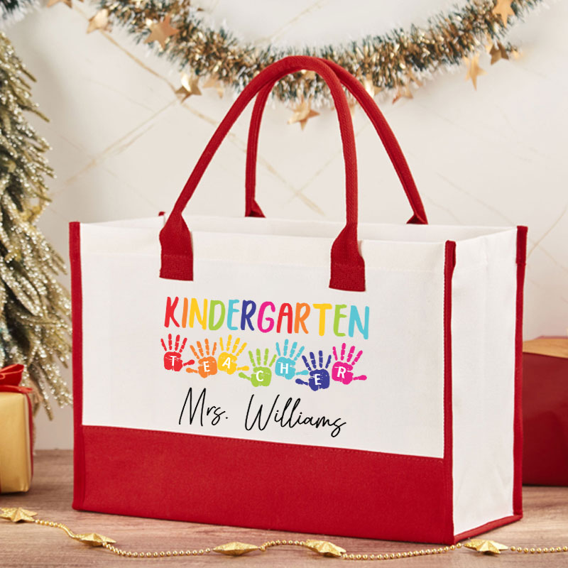 Personalized Students' Palms Teacher Cotton Tote Bag