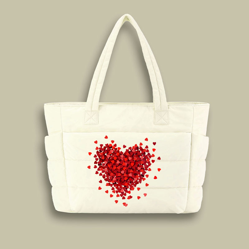 Let Love Fill Your Heart Teacher Puffy Tote Bag