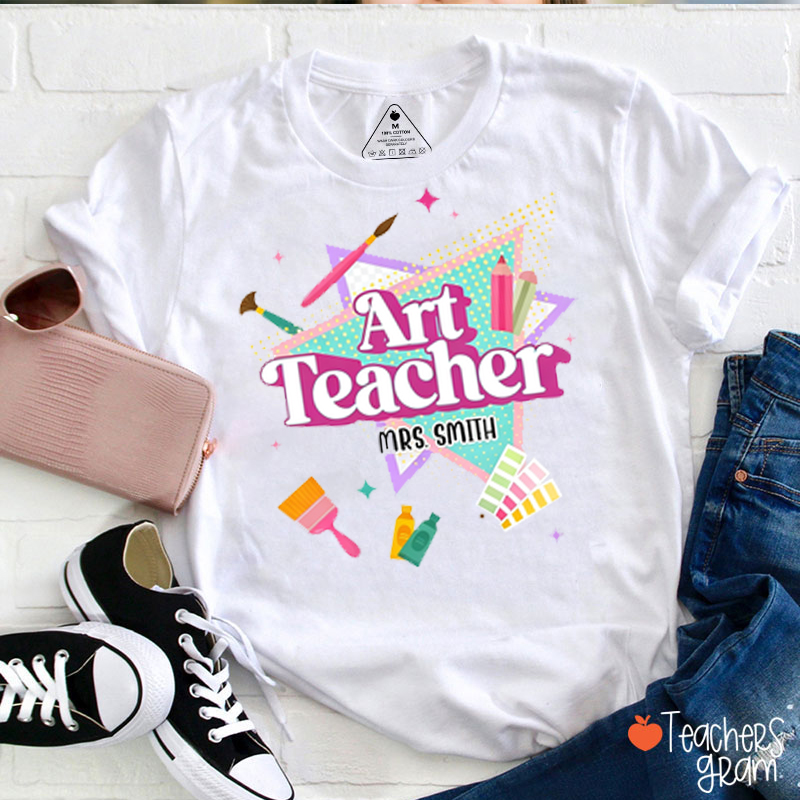 Personalized Name Subject Star School Supply Teacher T-Shirt