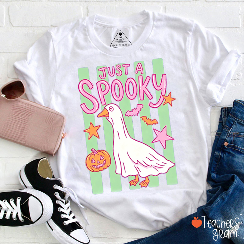 Halloween Spooky Goose Pumpkin Bat Star Striped Graphic Teacher T‑Shirt