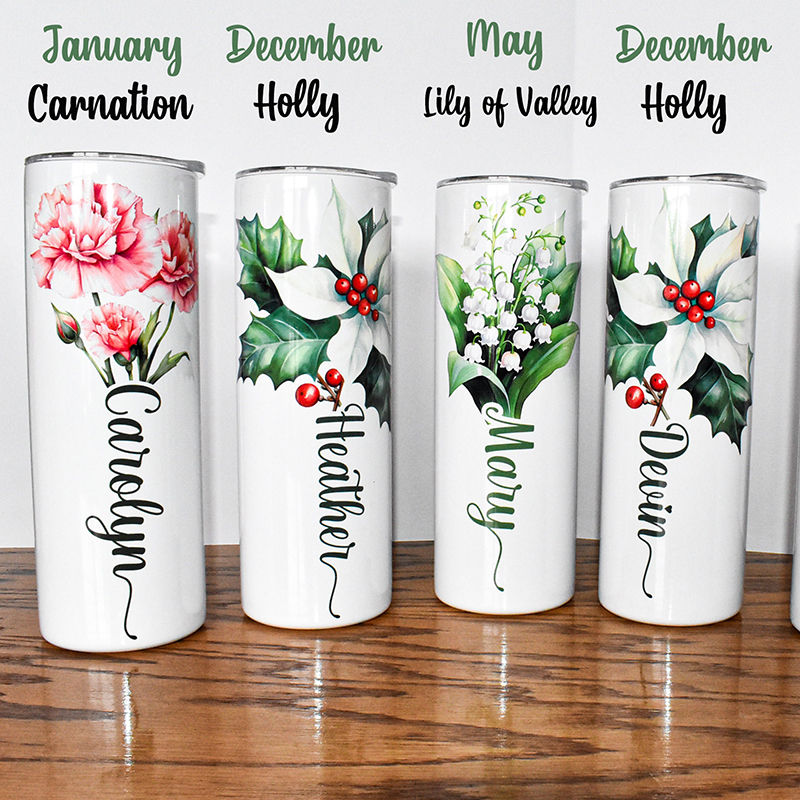 Personalized Name Birth Flower Teacher Tumbler