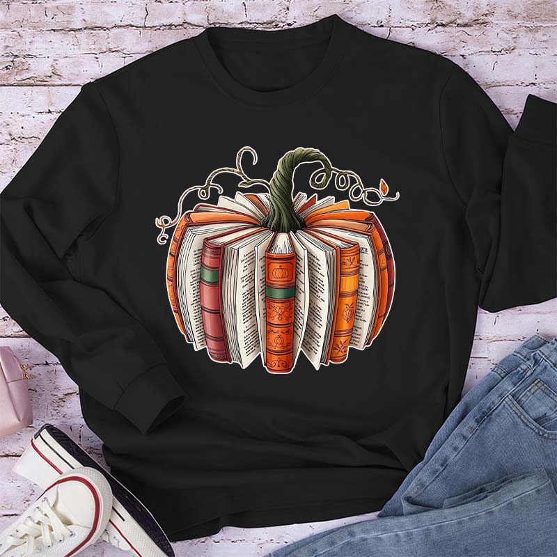 Pumpkin Book Teacher Long Sleeve T-Shirt