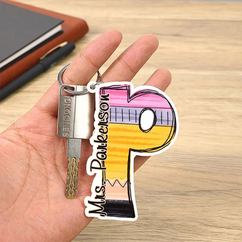 Personalized Graffiti Pencil Apple Style Acrylic Keychain Keychain