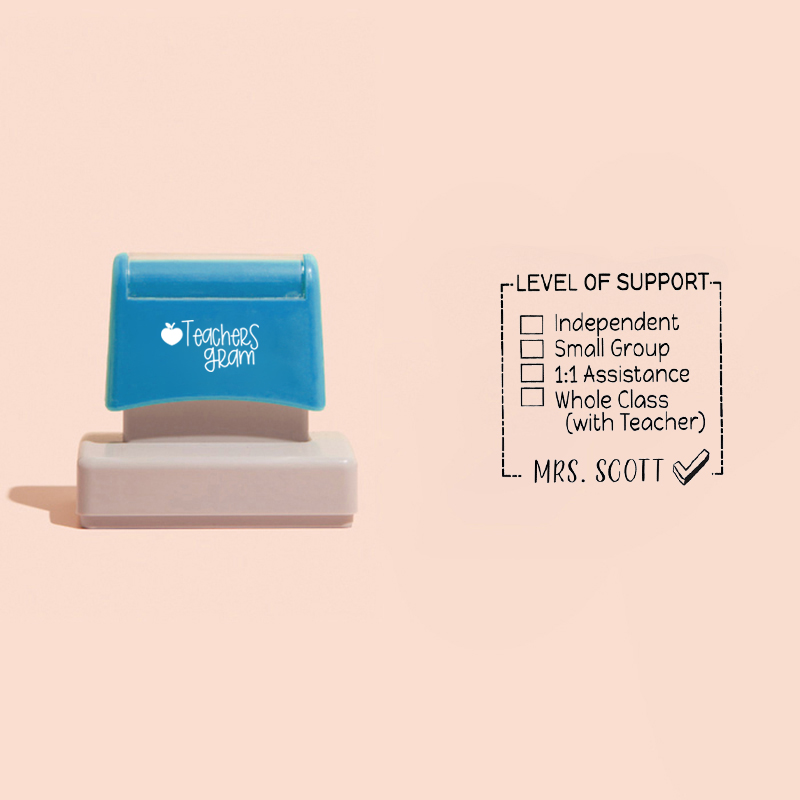 Personalized Name Level Of Support Teacher Rectangle Stamp