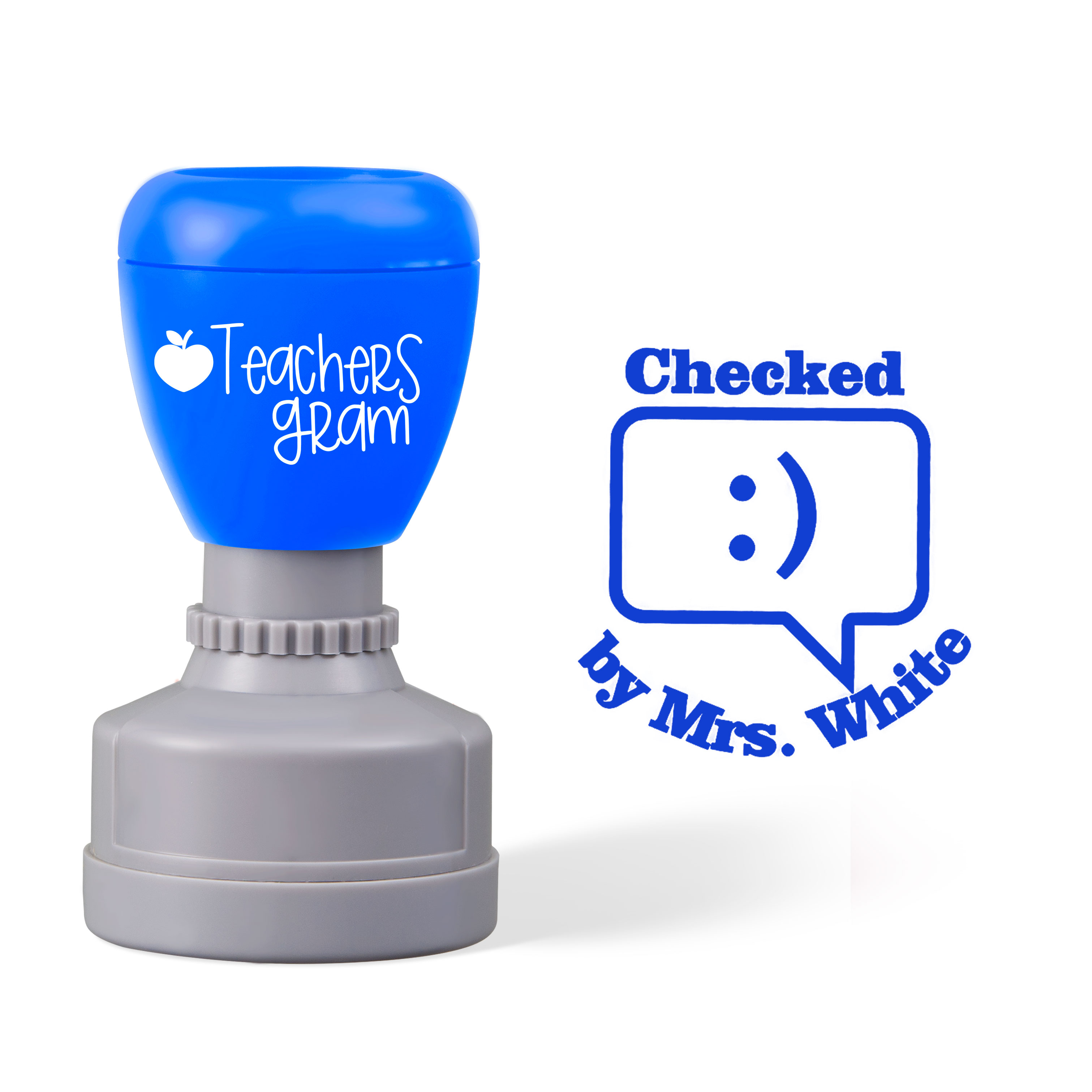 Personalized Name Checked Teacher Stamp