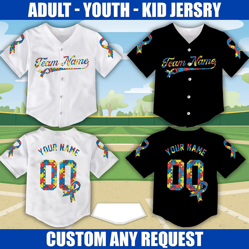 Personalized Autism Awareness Class Baseball Jersey