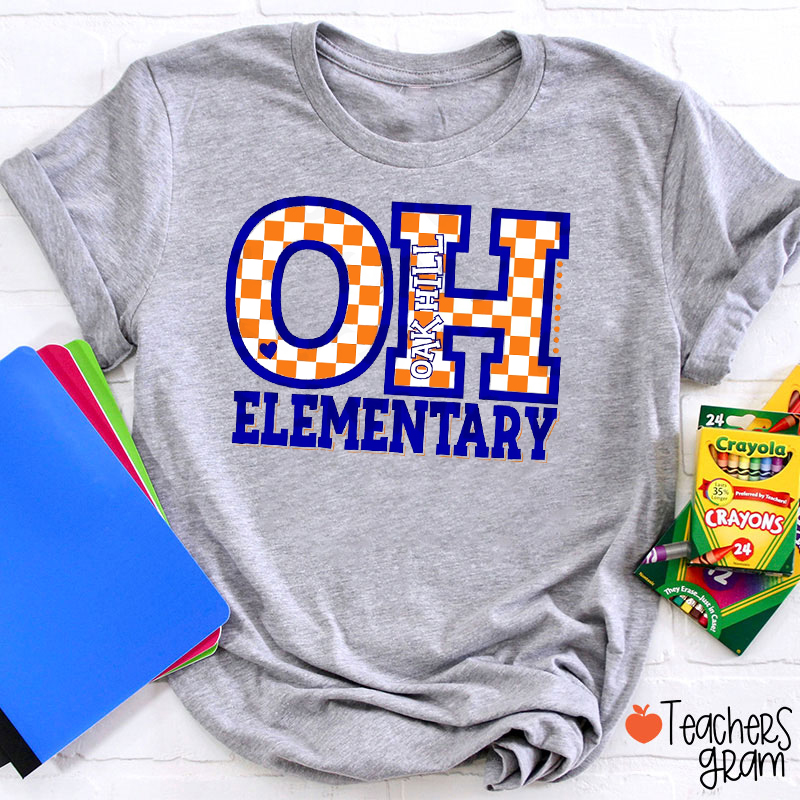 Personalized Mascot Or School Name Checkered Teacher T-Shirt