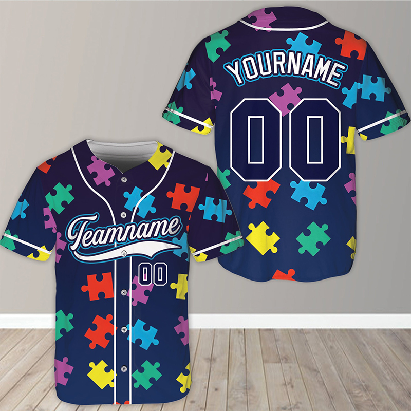 Personalized Autism Awareness Teacher Baseball Jersey