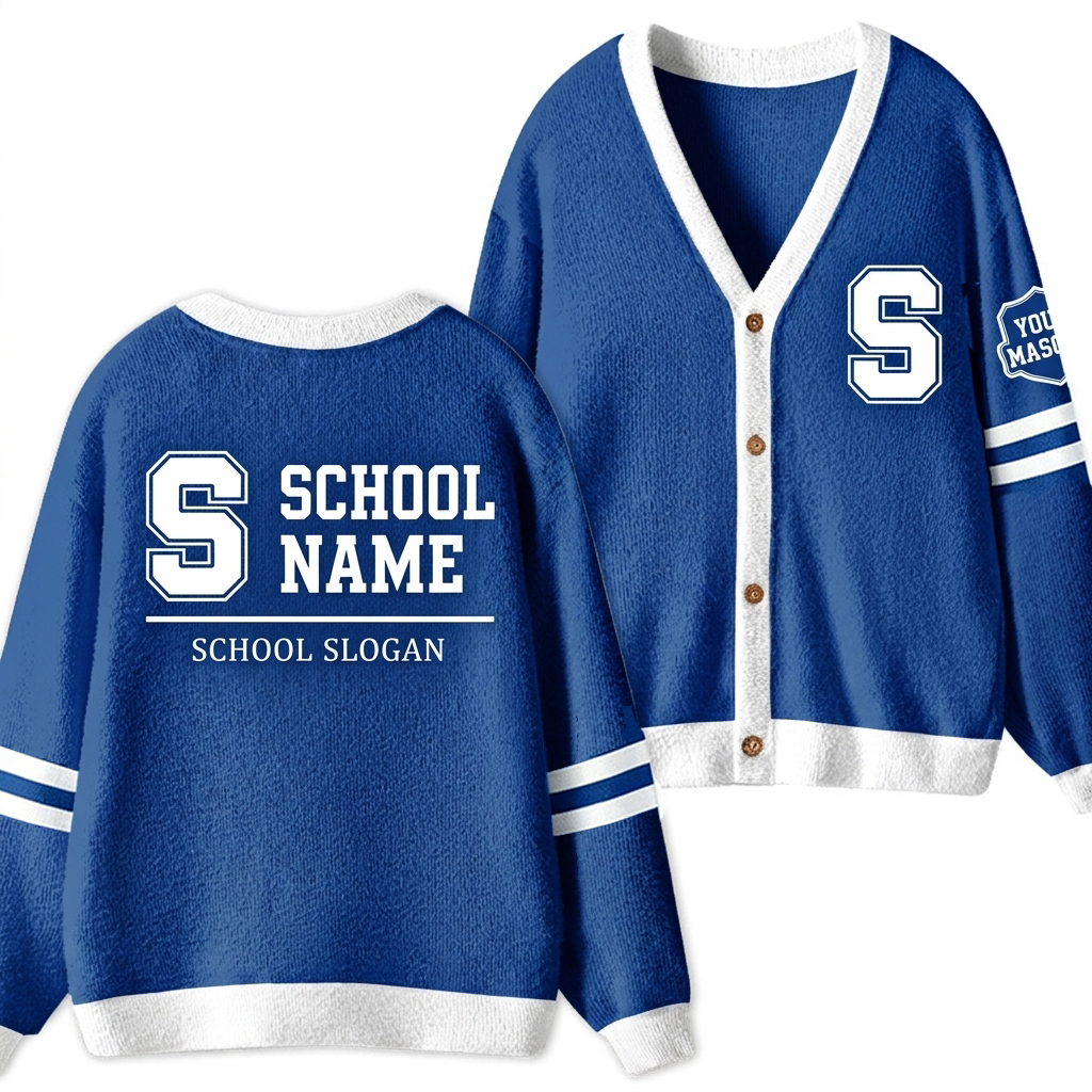Personalized School Name Slogan Mascot Initial Teacher Ugly Cardigan Sweater