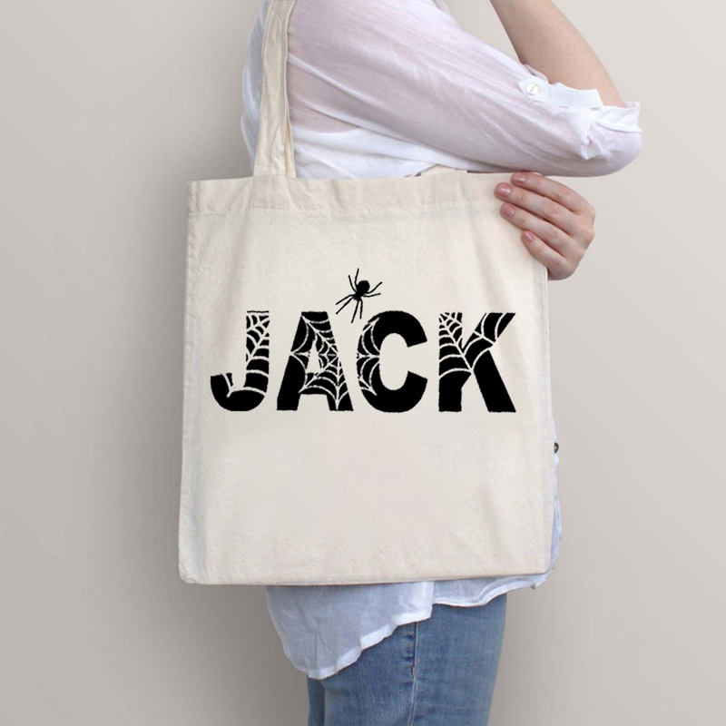 Personalized Name Spider Web Halloween Teacher Tote Bag