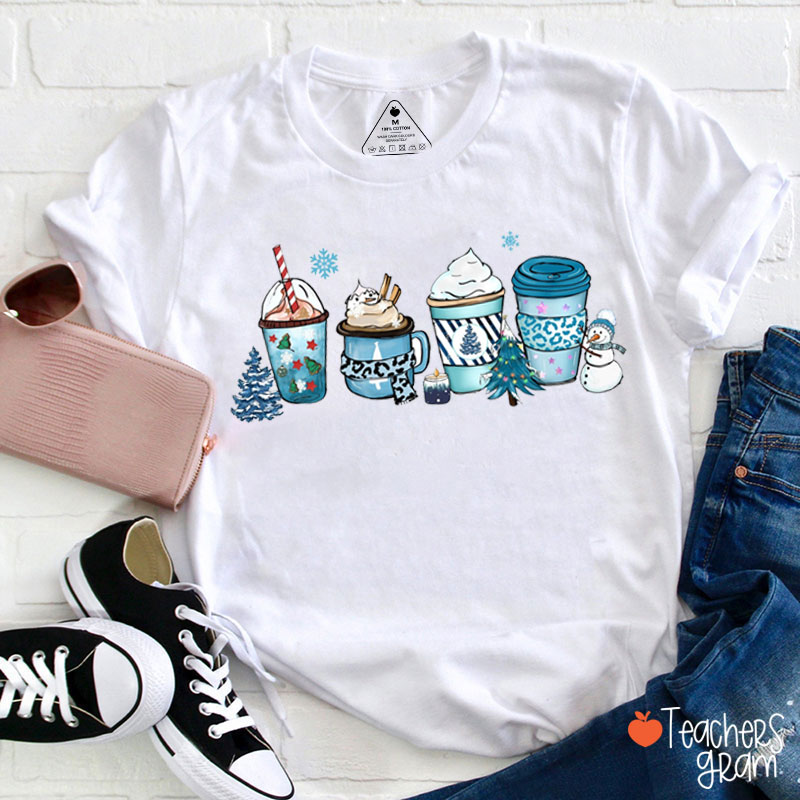 Loving Winter Drinks Christmas Vibes Teacher T-Shirt