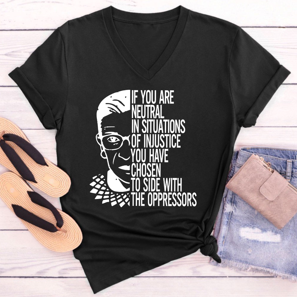 If You Are Neutral Teacher Female V-Neck T-Shirt