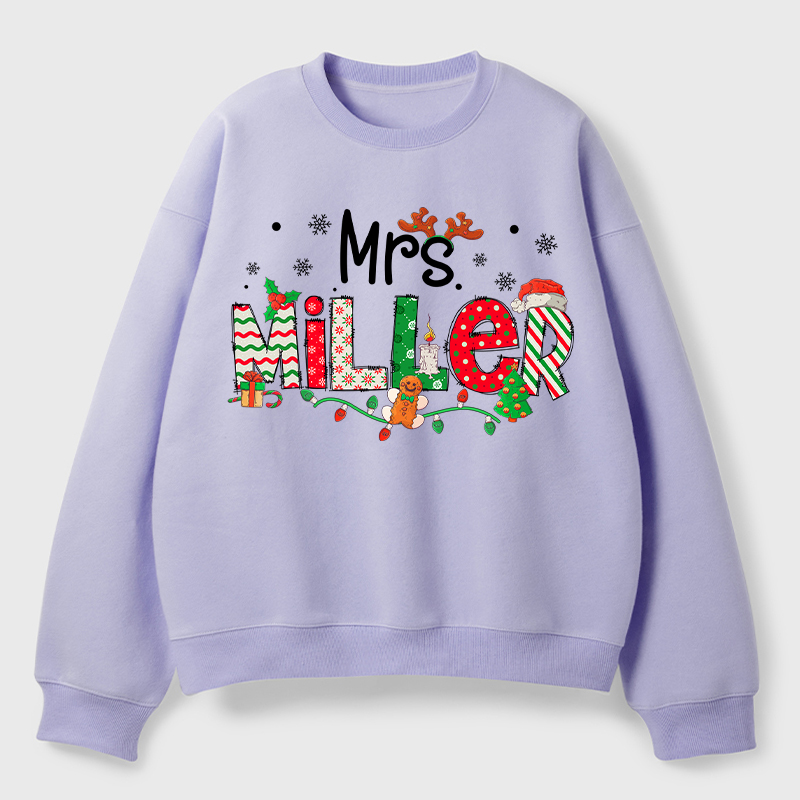 Personalized Teacher Name Christmas Teacher Fleece Sweatshirt