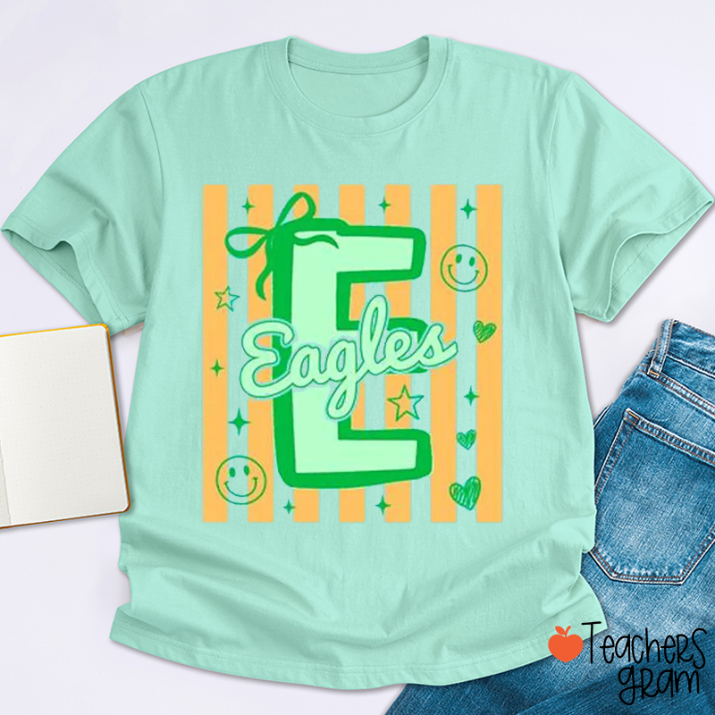 Personalized Letter Stripe Teacher T-Shirt