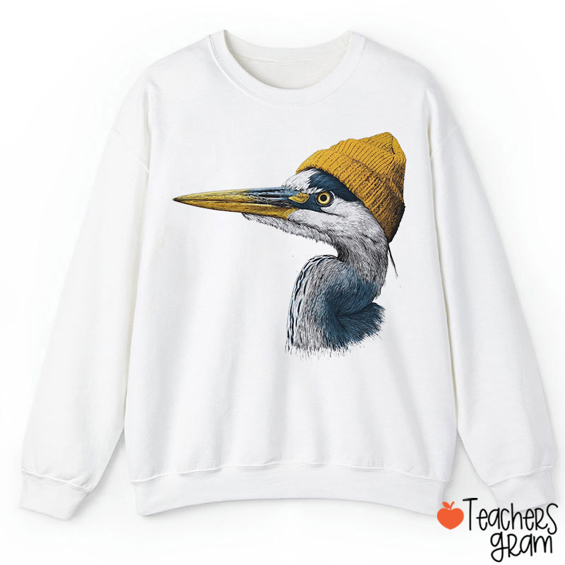 Cool Heron With Beanie Teacher Sweatshirt