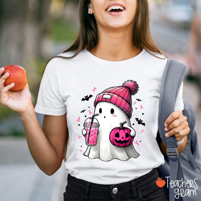 Ghost Breast Cancer Teacher T-Shirt