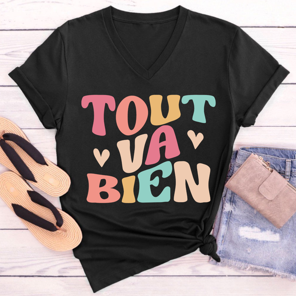 Tout Va Bien French Teacher Female V-Neck T-Shirt
