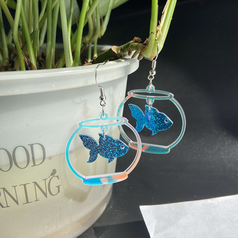 Goldfish Bowl Teacher Acrylic Earrings