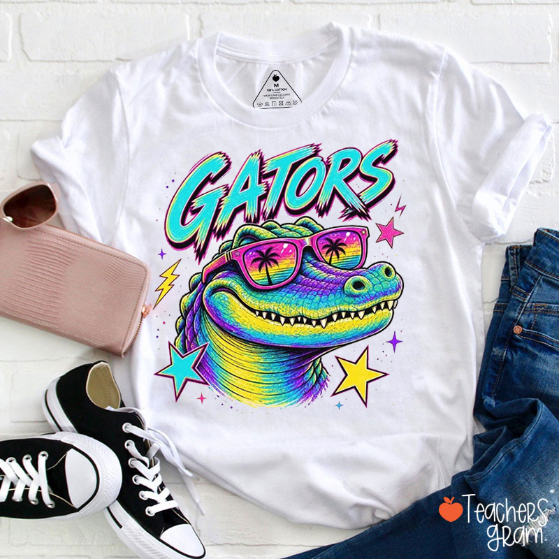 Personalized Mascot Retro Neon Sunglass Animal Comfort Colors Teacher T-Shirt
