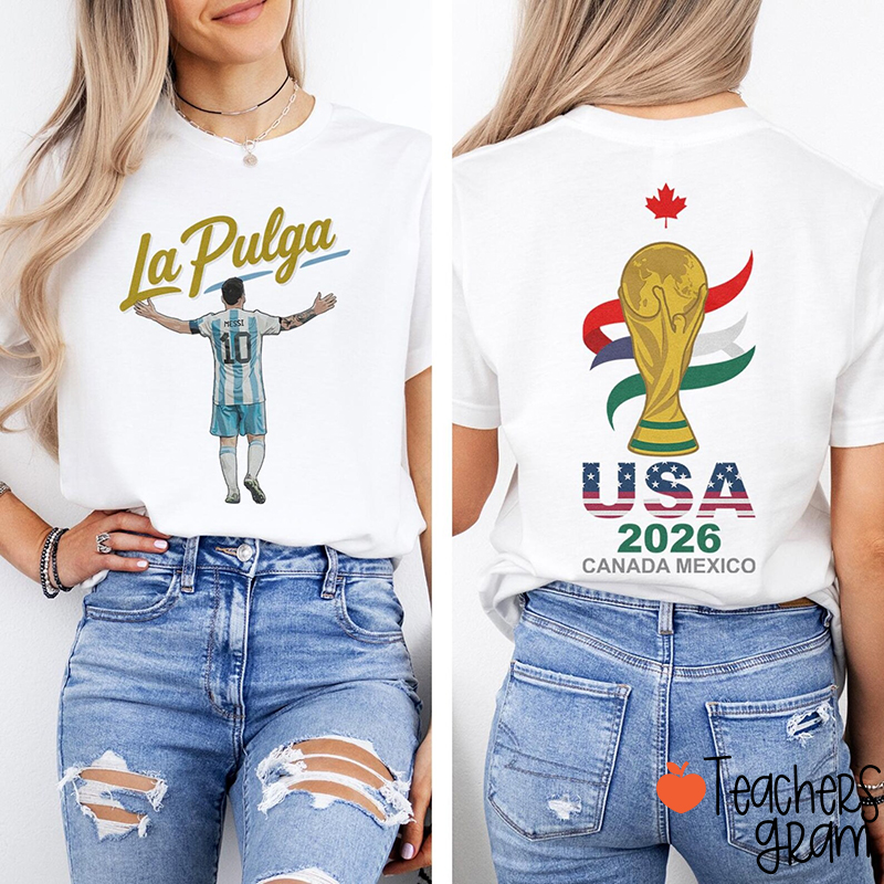 La Pulga Argentina Fans Teacher Two Sided T-Shirt