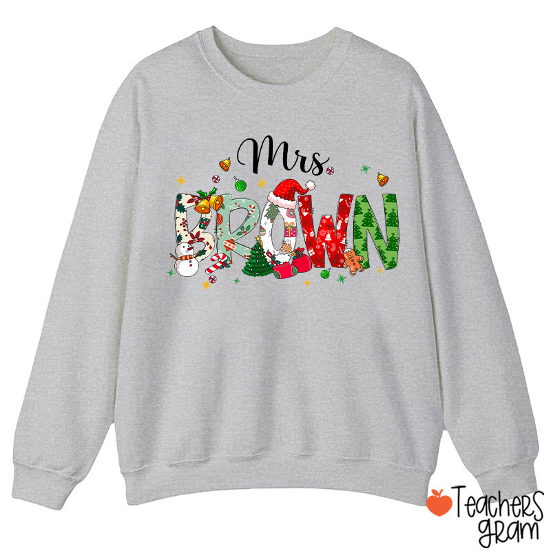 Personalized Name Christmas Atmosphere Teacher Sweatshirt