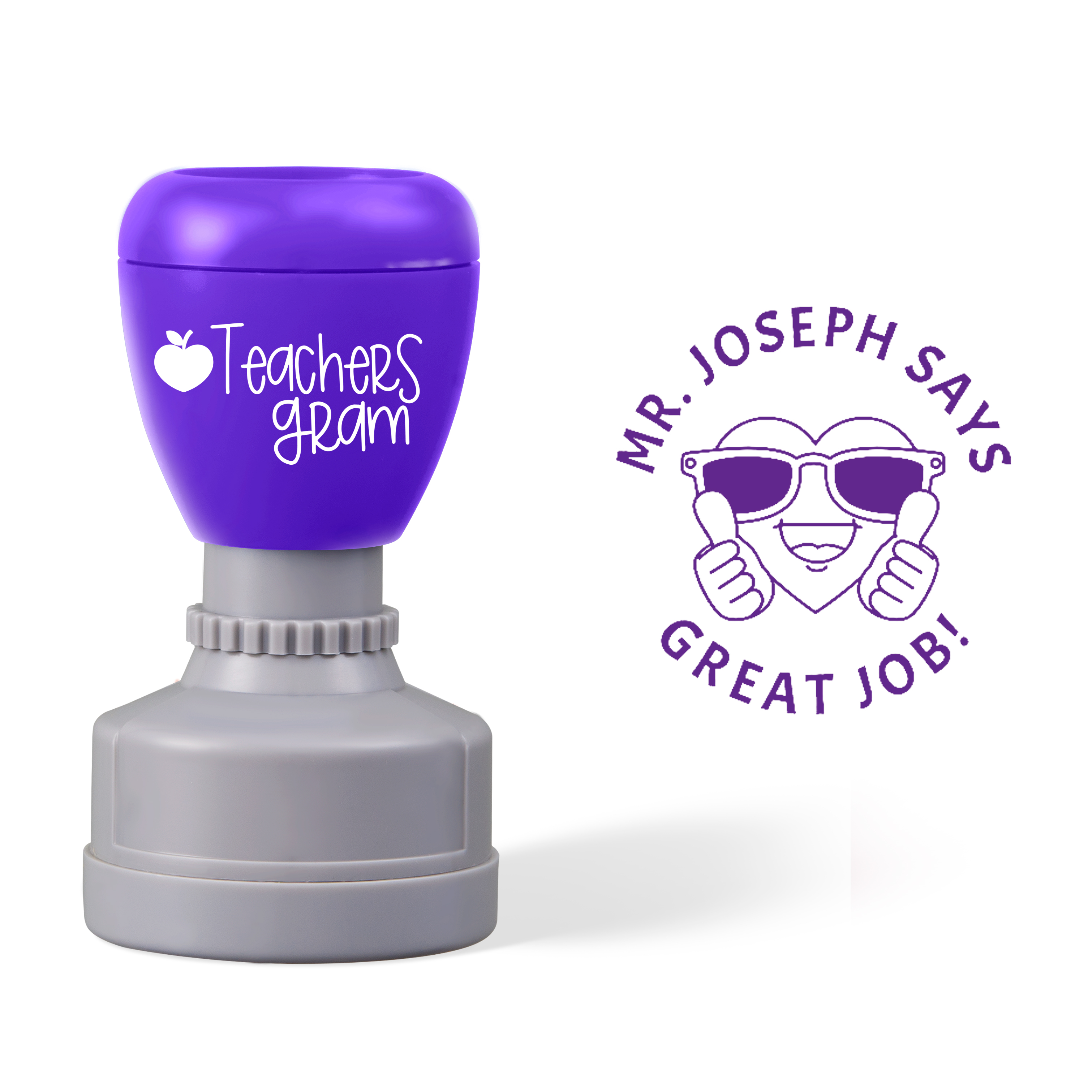 Personalized Name Great Job Cool Face Teacher Stamp