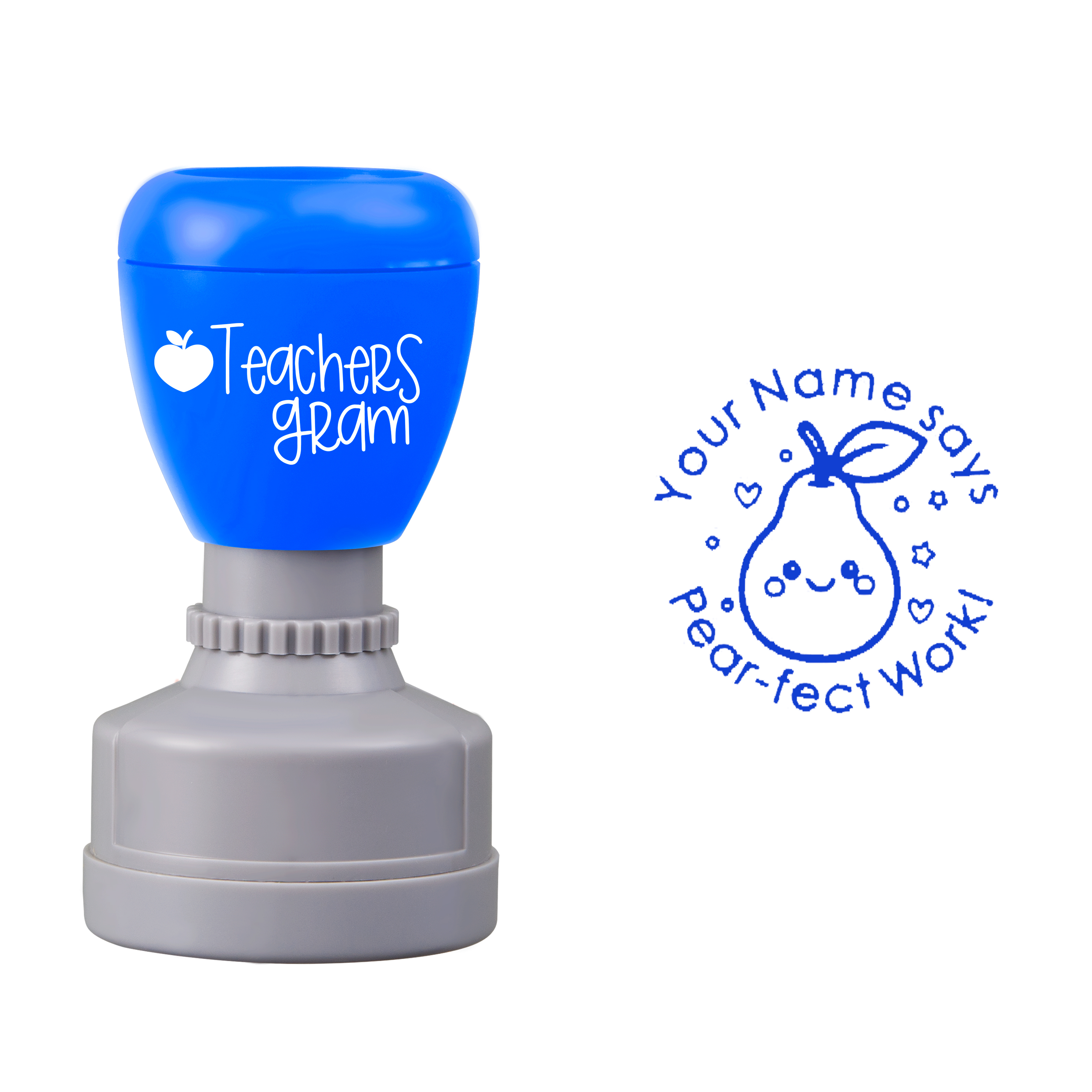 Personalized Name Says Pear-fect Work Teacher Stamp