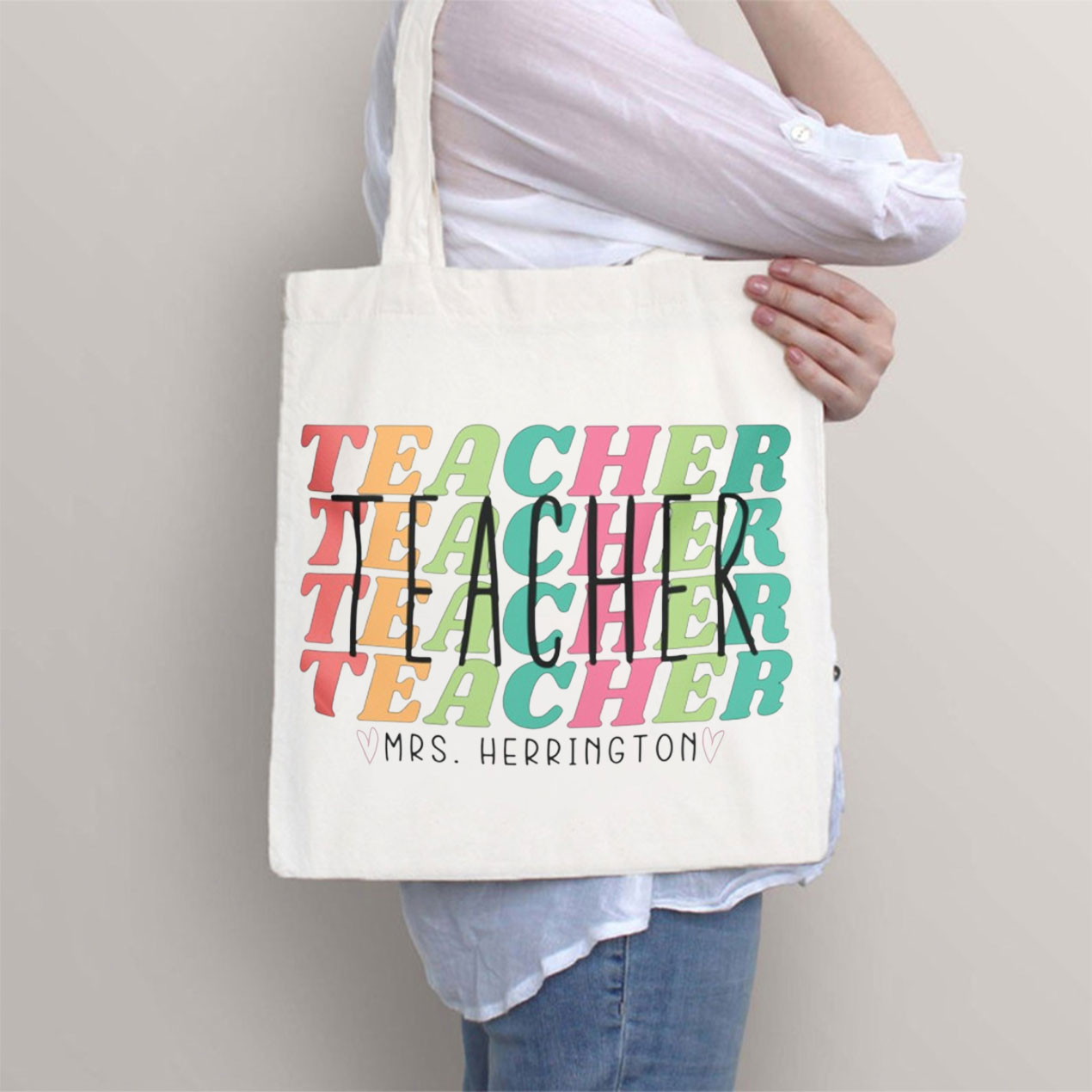 Personalized Teacher Name Teacher Tote Bag