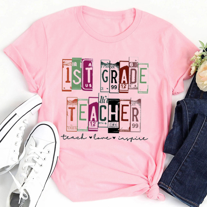 Personalized Retro License Plate Style Teacher T-Shirt
